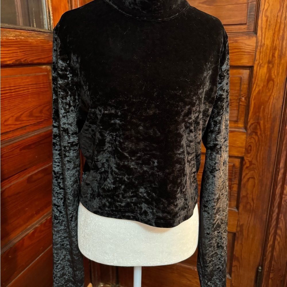 True Religion Black Velvet Crop Top